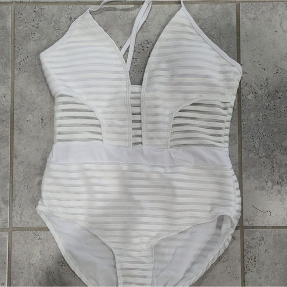 New..White sexy striped woman swimsuit monoki - Picture 4 of 8